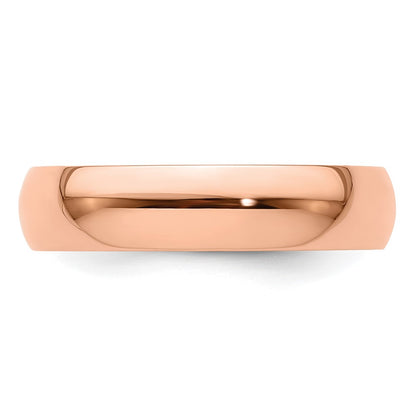 14k Rose Gold 5mm Lightweight Half Round Wedding Band Size 6.5