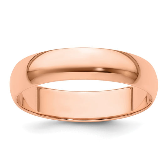 14k Rose Gold 5mm Lightweight Half Round Wedding Band Size 6