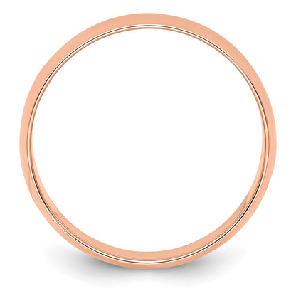 14k Rose Gold 6mm Lightweight Half Round Wedding Band Size 8.5