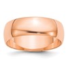 14k Rose Gold 6mm Lightweight Half Round Wedding Band Size 10