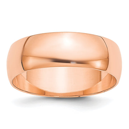 14k Rose Gold 6mm Lightweight Half Round Wedding Band Size 6