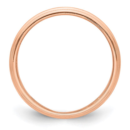 14k Rose Gold 3mm Milgrain Half-Round Wedding Band Size 4