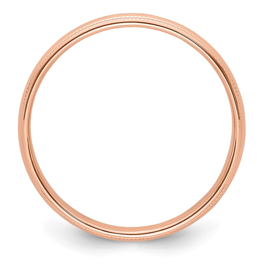 14k Rose Gold 4mm Milgrain Half-Round Wedding Band Size 10