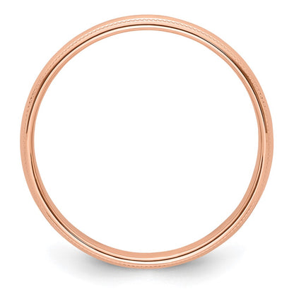 14k Rose Gold 4mm Milgrain Half-Round Wedding Band Size 10