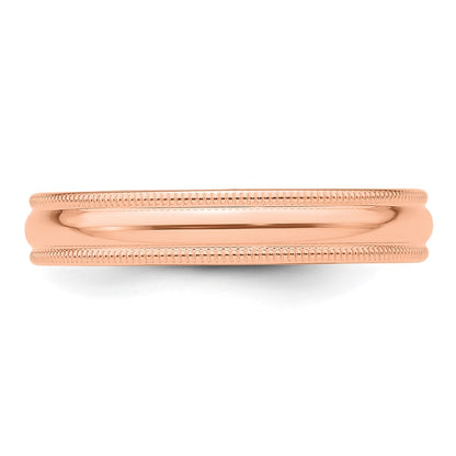 14k Rose Gold 4mm Milgrain Half-Round Wedding Band Size 7