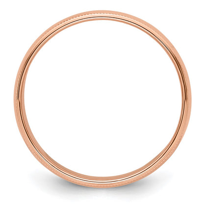 14k Rose Gold 6mm Milgrain Half-Round Wedding Band Size 10