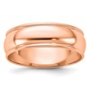 14k Rose Gold 6mm Milgrain Half Round Wedding Band Size 13