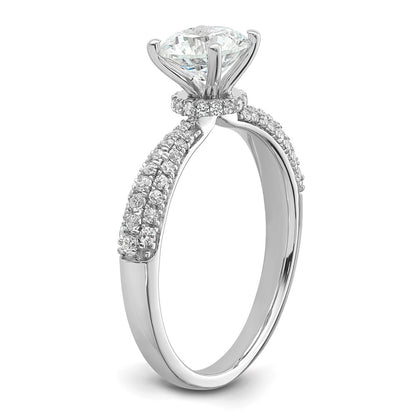 14K White Gold Diamond Semi-Mount Hidden Halo Engagement Ring