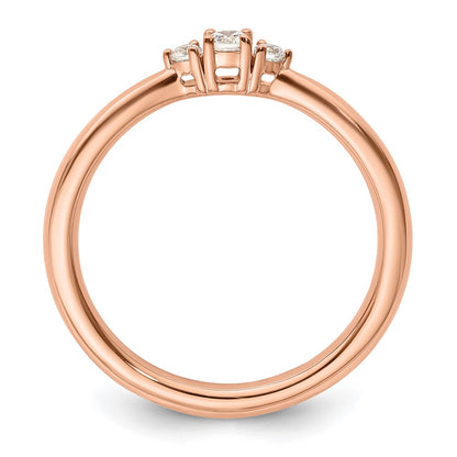 14K Rose Gold Diamond Complete 3 Stone Promise/Engagement Ring