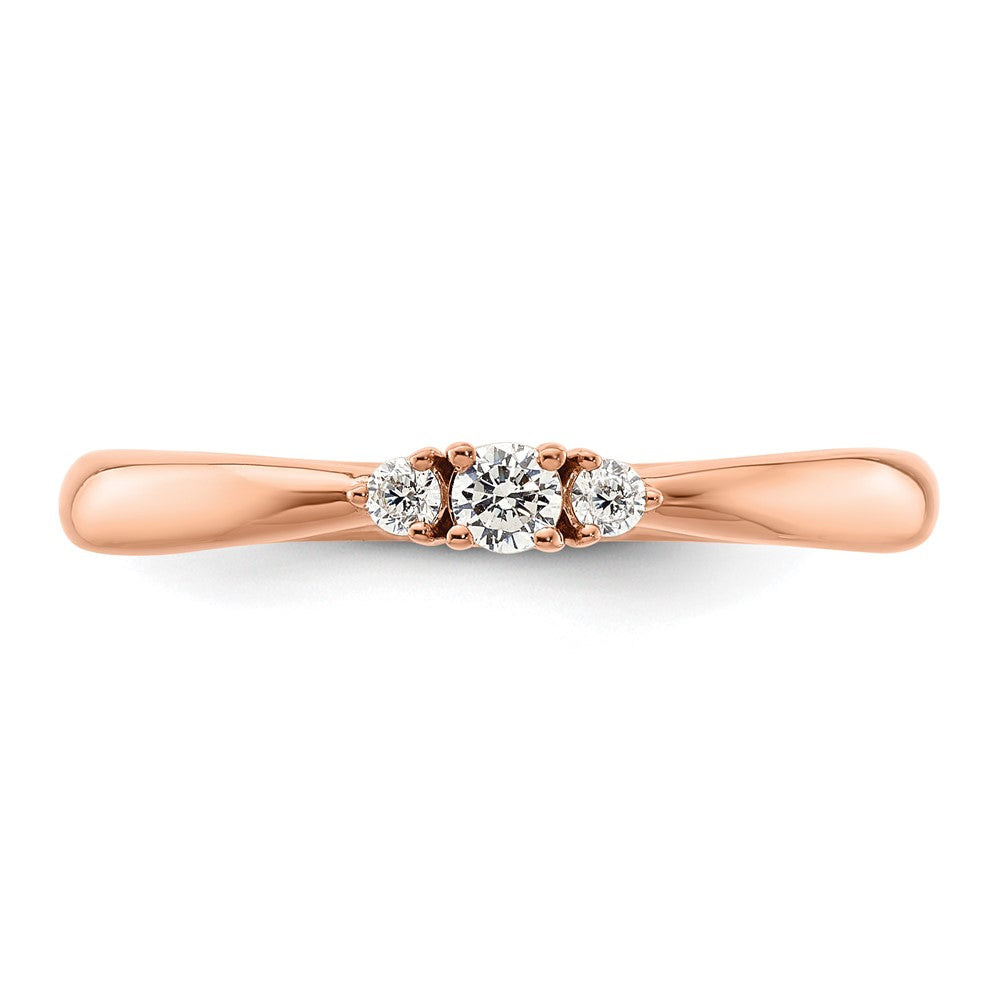 14K Rose Gold Diamond Complete 3 Stone Promise/Engagement Ring