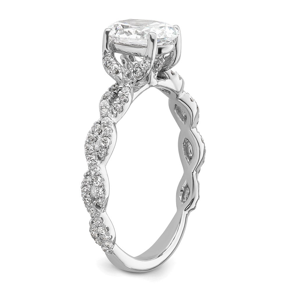 14k White Gold Diamond Oval Semi-mount Criss-Cross Engagement Ring