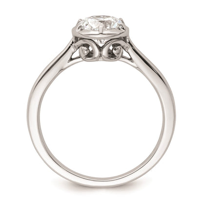 14K White Gold Round Bezel Solitaire Engagement Ring Mounting