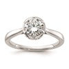 14K White Gold Round Bezel Solitaire Engagement Ring Mounting