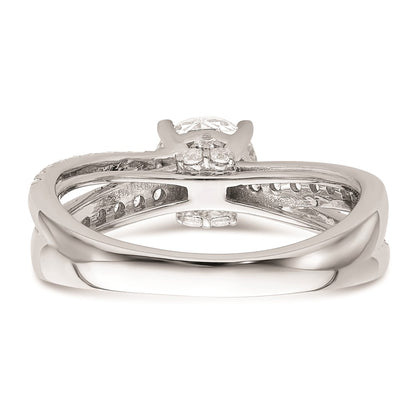 14k White Gold Hidden 3 Stone Diamond Semi-Mount Engagement Ring