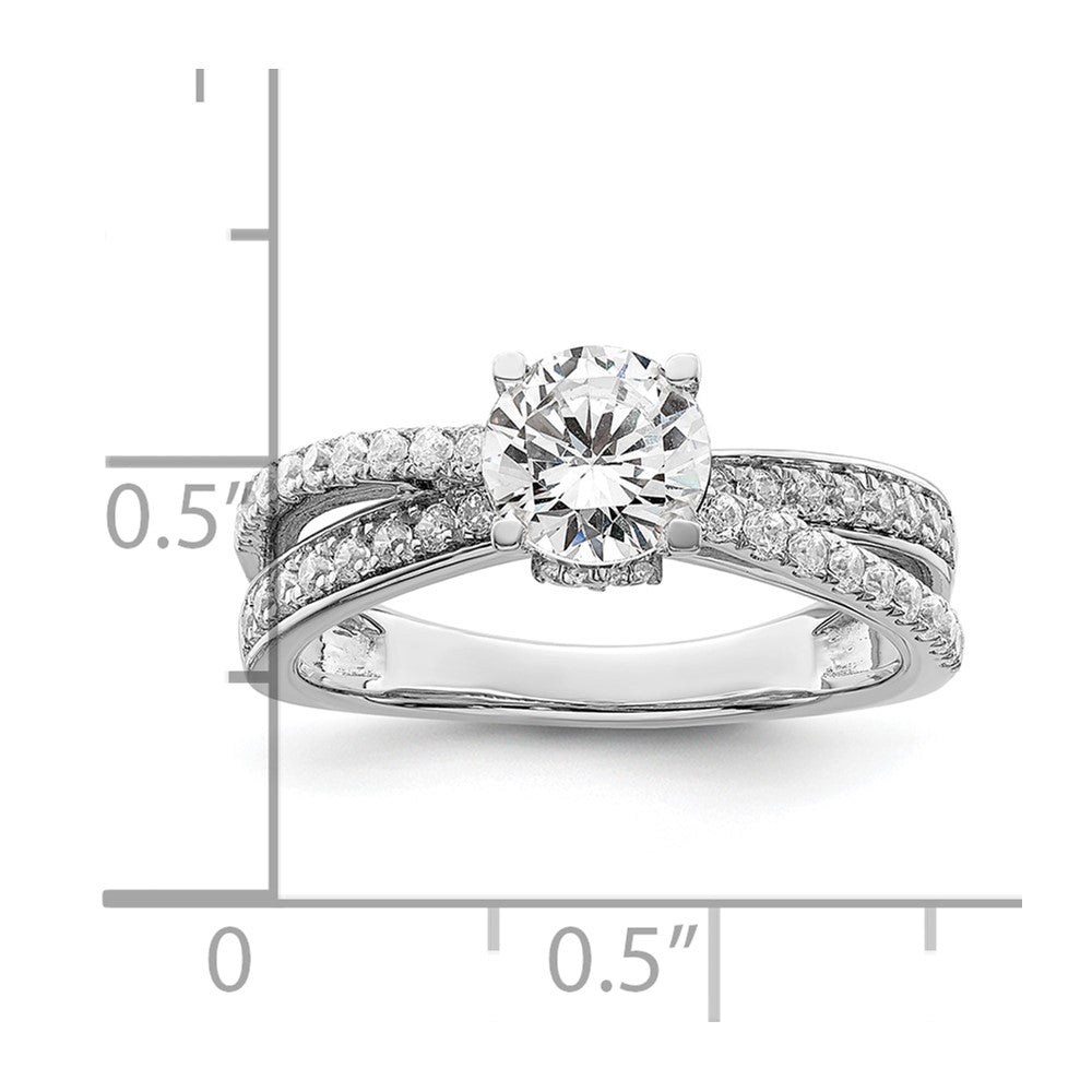 14k White Gold Hidden 3 Stone Diamond Semi-Mount Engagement Ring