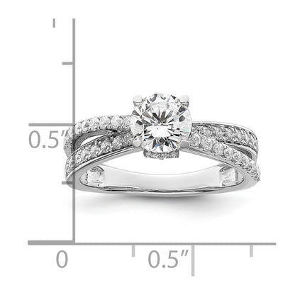 14k White Gold Hidden 3 Stone Diamond Semi-Mount Engagement Ring