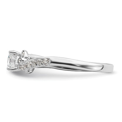14k White Gold leaf Design Diamond Semi-Mount Engagement Ring