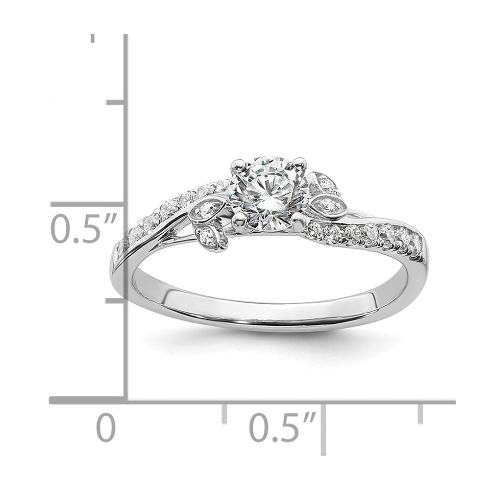 14k White Gold leaf Design Diamond Semi-Mount Engagement Ring
