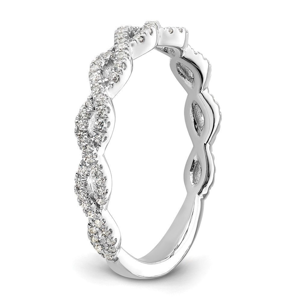 14k White Gold Twisted Diamond Wedding Band