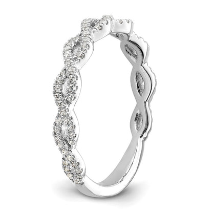 14k White Gold Twisted Diamond Wedding Band