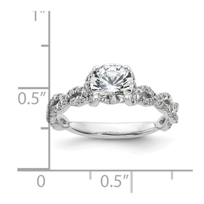 14k White Gold Twisted Diamond Semi-Mount Engagement Ring