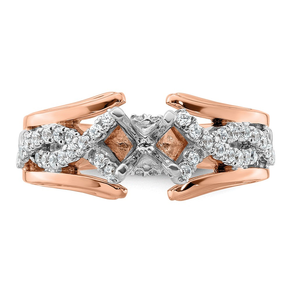 14K Two-tone Twisted Diamond Semi-Mount Peg Set Engagement Ring