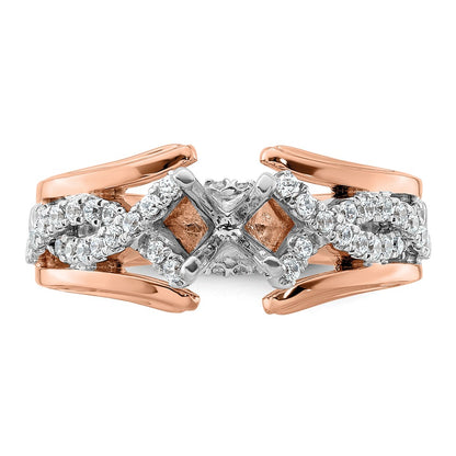 14K Two-tone Twisted Diamond Semi-Mount Peg Set Engagement Ring
