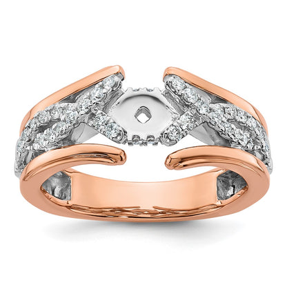 14K Two-tone Twisted Diamond Semi-Mount Peg Set Engagement Ring