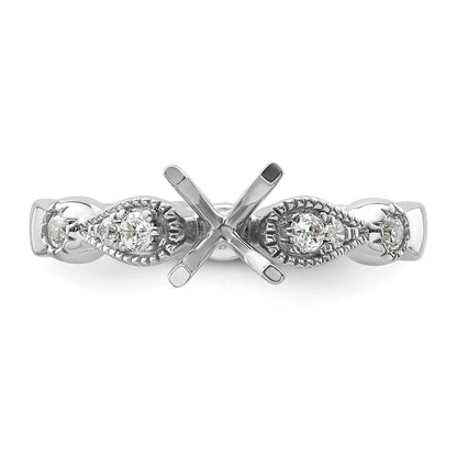 14k White Gold Diamond Semi-Mount Peg Set Engagement Ring