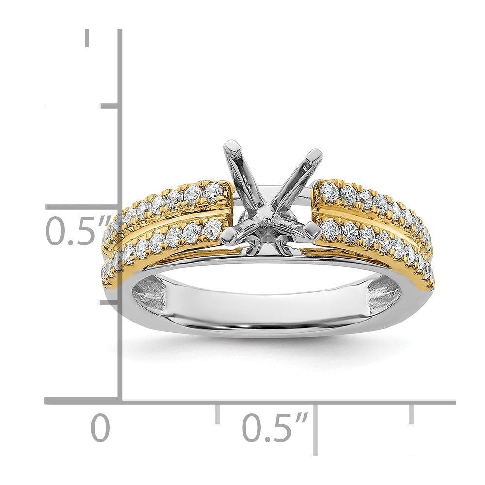 14k Two-tone Diamond Semi-Mount Peg Set Engagement Ring