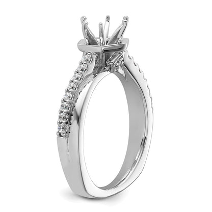 14k White Gold Hexagon Semi-Mount Diamond Peg Set Engagement Ring