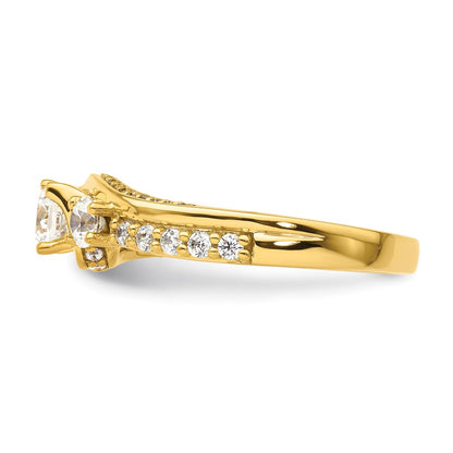 14k Three Stone Diamond Semi-Mount Including 2-3.2mm Side Stones Engagement Ring