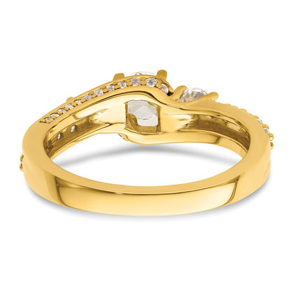 14k Three Stone Diamond Semi-Mount Including 2-3.2mm Side Stones Engagement Ring