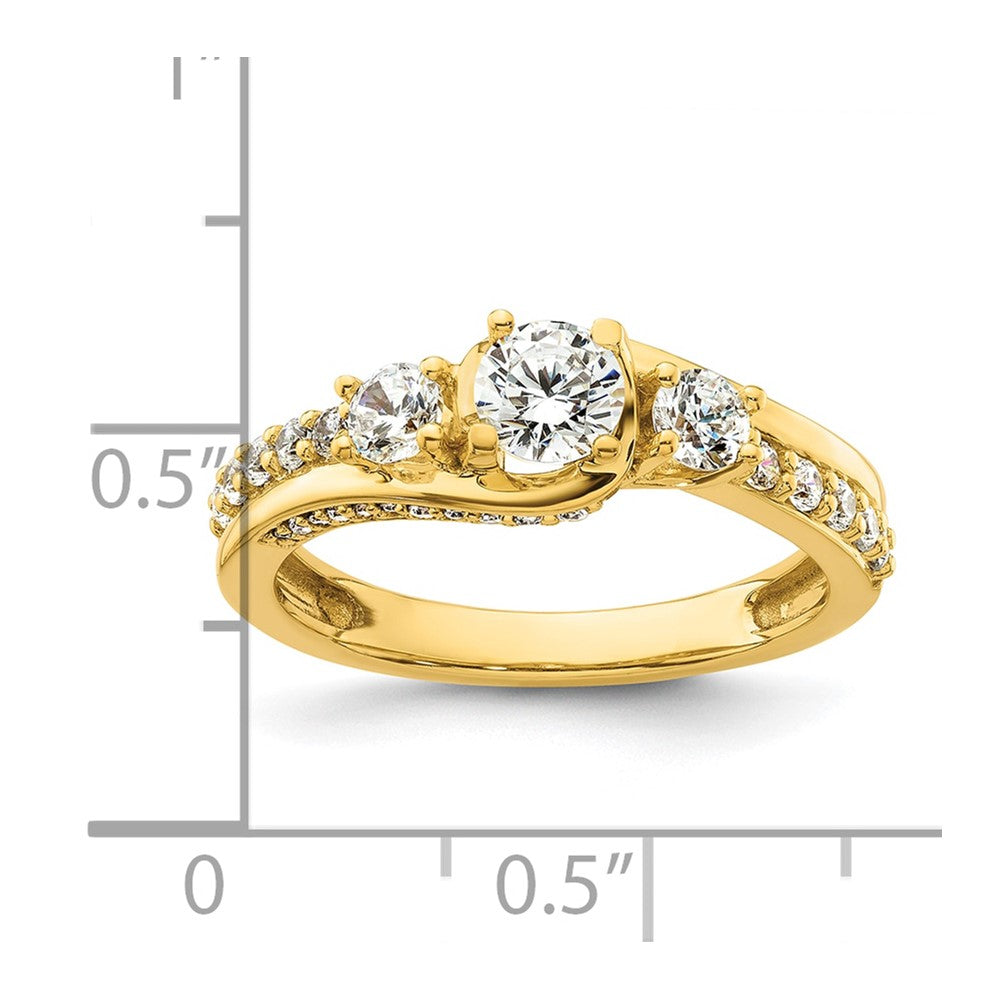 14k Three Stone Diamond Semi-Mount Including 2-3.2mm Side Stones Engagement Ring