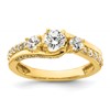 14k Three Stone Diamond Semi-Mount Including 2-3.2mm Side Stones Engagement Ring