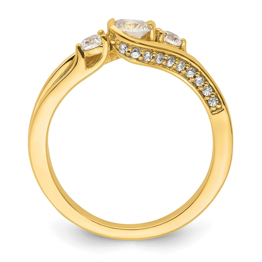 14k Three Stone Bezel Center Diamond Semi-Mount Including 2-2.5mm Side Stones Engagement Ring
