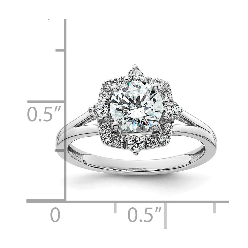 14k White Gold Halo Diamond Semi-Mount Engagement Ring