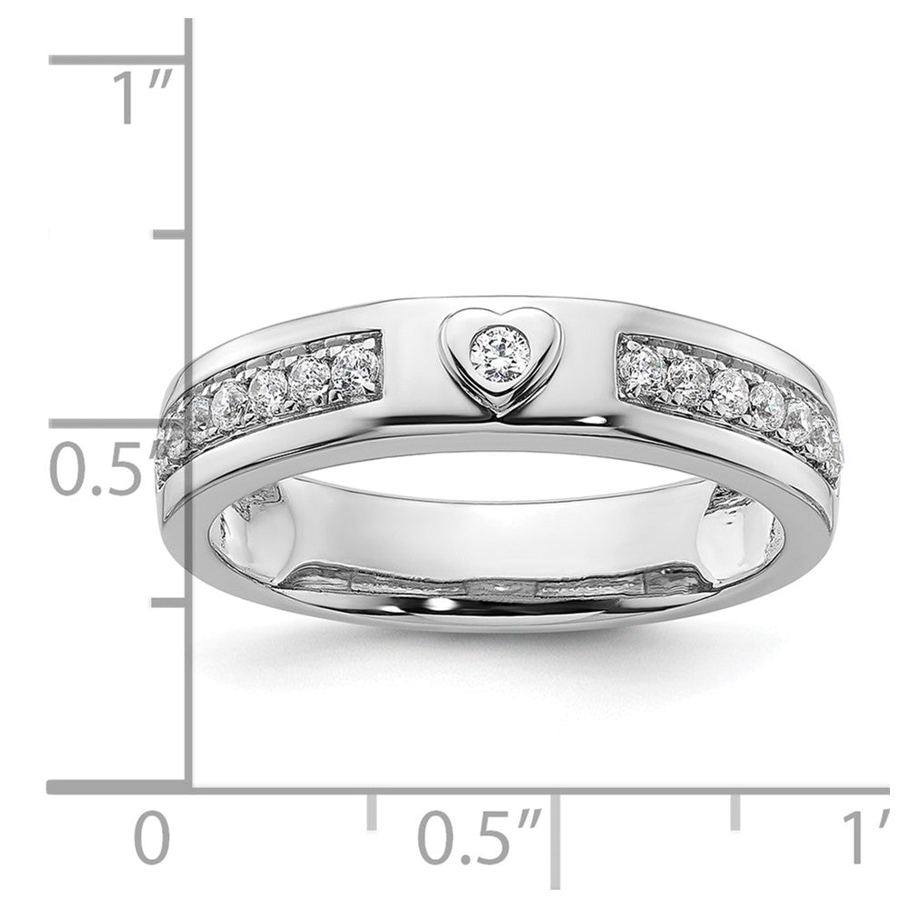 IBGoodman 14k White Gold 1/3 carat Lab Grown Diamond VS/SI+ G+ Complete Men's Heart Band