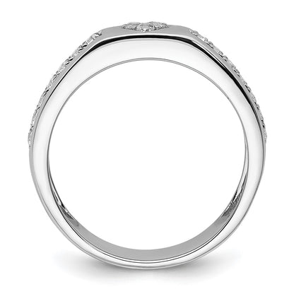 14k White Gold Heart Diamond Womens Complete Wedding Band