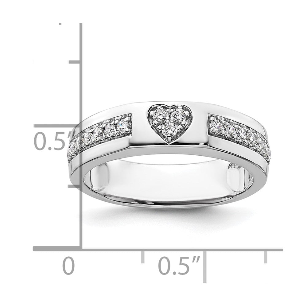 14k White Gold Heart Diamond Womens Complete Wedding Band
