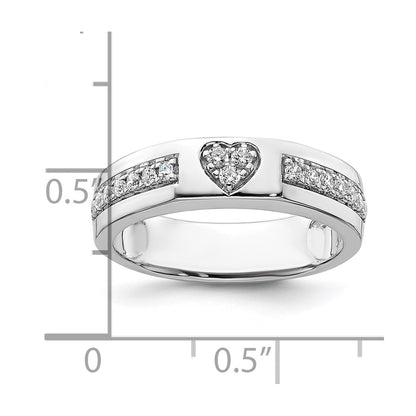 14k White Gold Heart Diamond Womens Complete Wedding Band