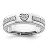 14k White Gold Heart Diamond Womens Complete Wedding Band