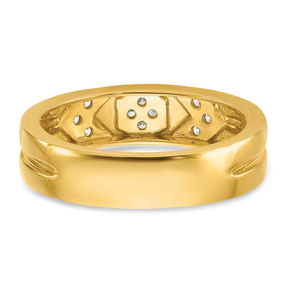 14k Hexagon Diamond Womens Complete Wedding Band