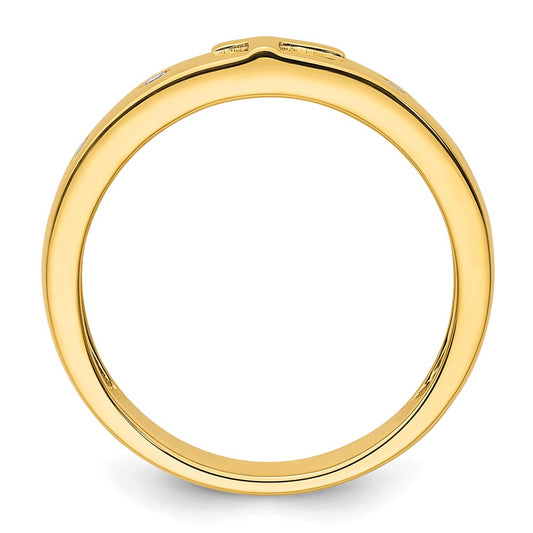 14k Cross Diamond Mens Complete Wedding Band
