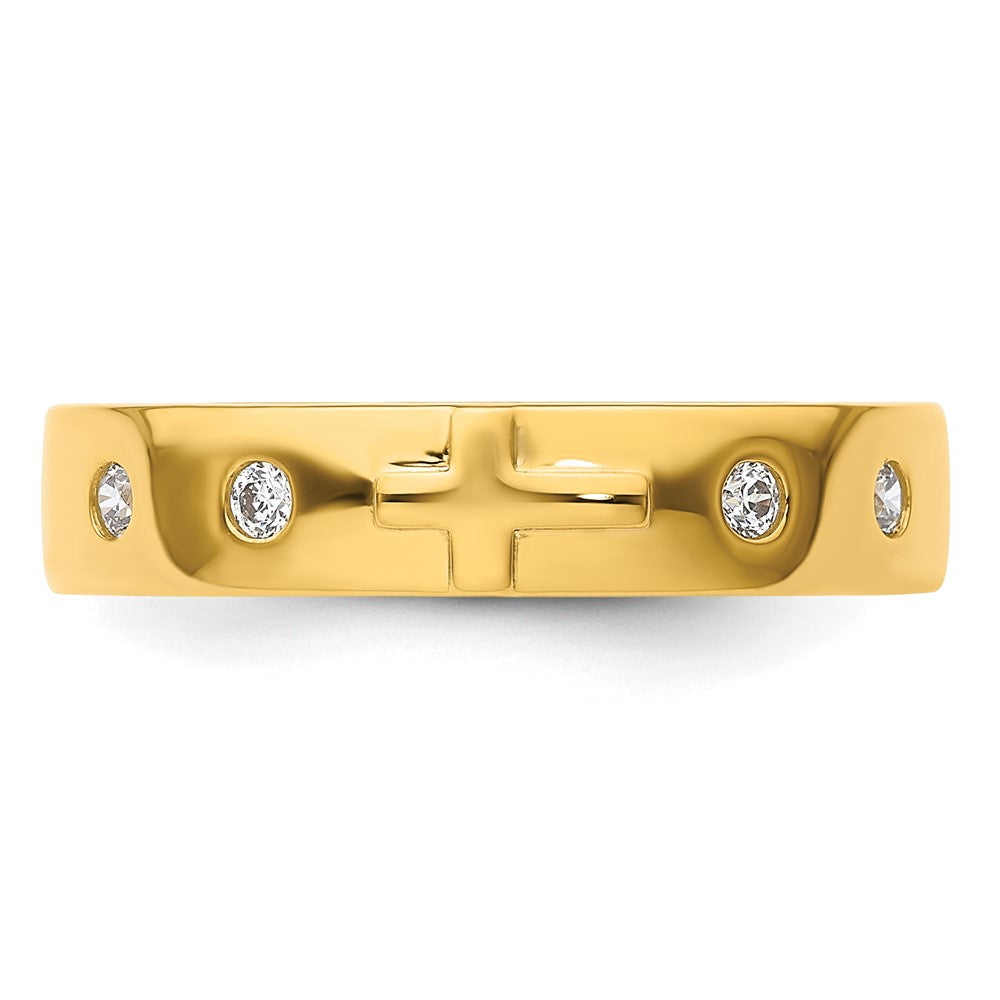 14k Cross Diamond Mens Complete Wedding Band