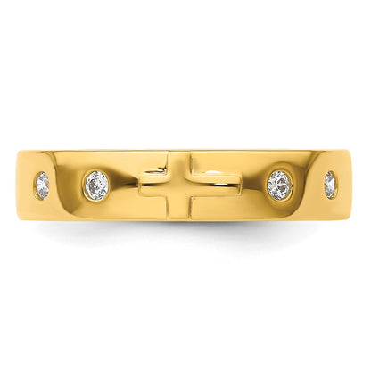14k Cross Diamond Mens Complete Wedding Band