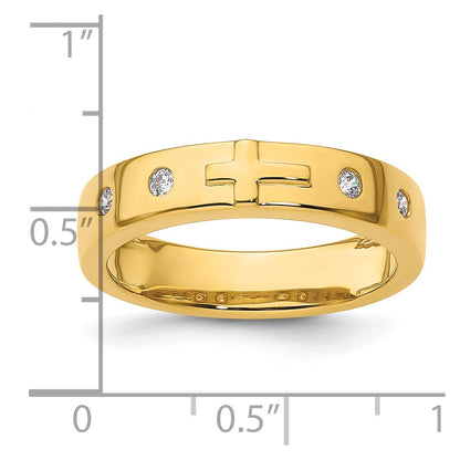 14k Cross Diamond Mens Complete Wedding Band