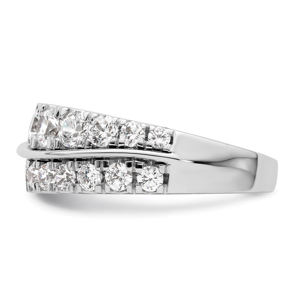 14K White Gold Lab Grown Diamond VS/SI+ G+ Wave Double Band