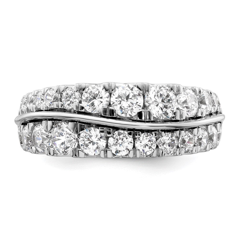 14K White Gold Lab Grown Diamond VS/SI+ G+ Wave Double Band