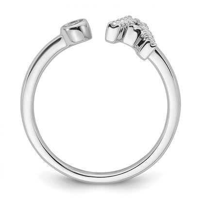 14k White Gold 1/6 carat Lab Grown Diamond VS/SI+ G+ Complete Initial A Adjustable Ring